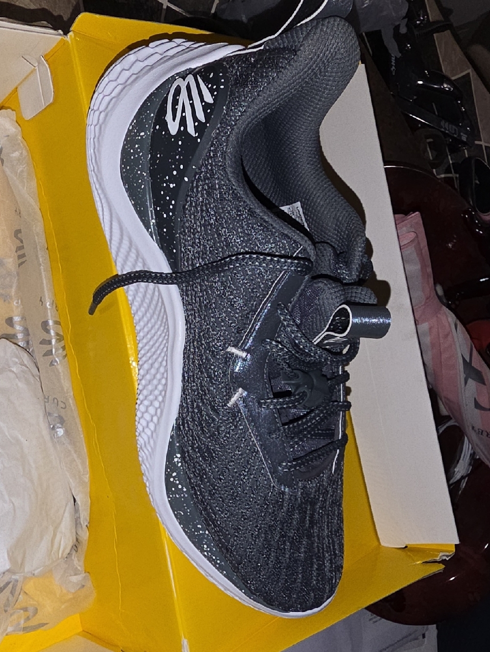 Black Speckled Knit Athletic Sneakers